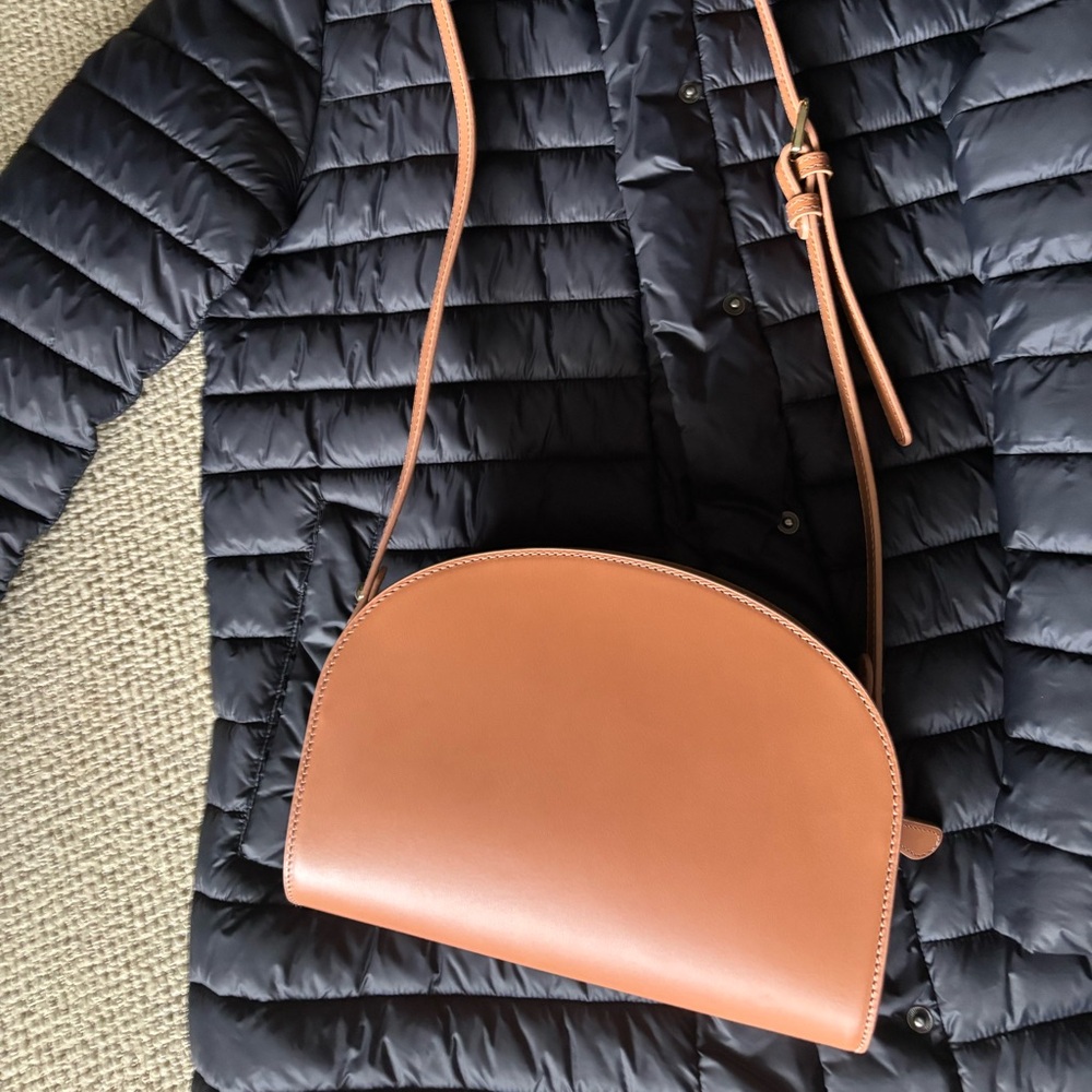 Quince Dome Italian Leather Crossbody in Tan